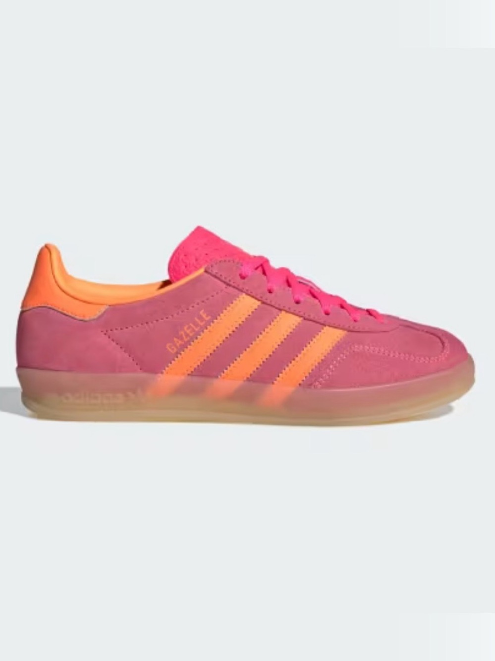Adidas Gazelle Indoor Lucid Pink Orange Gum Sneakers Size 6 NWOT - Picture 1 of 10